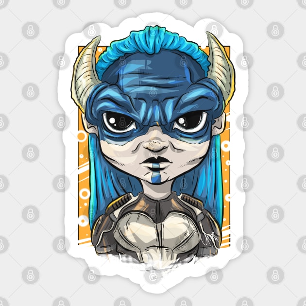 Pop Culture Caricature #16 - Proxima Midnight Sticker by yazgar